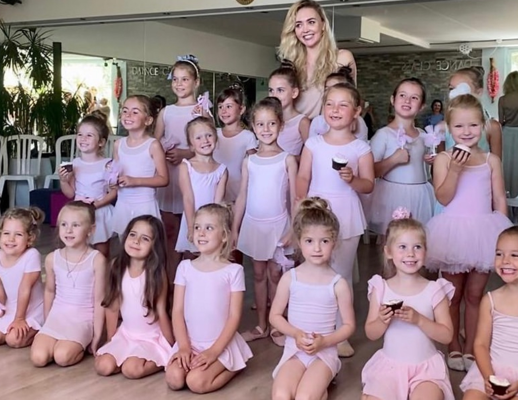 Tatiana Samoshkina with her young ballet students after a class at Danses du Monde in Nice